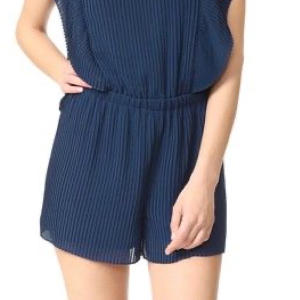 CLUB MONACO Jonet Romper Pleated Sheer Open Back In Rajasthan Navy Size 4 - Picture 10 of 12